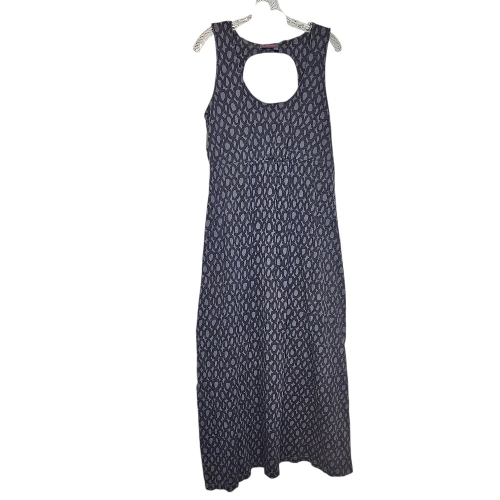 Fresh Produce Maxi Dress Sleeveless Gray Casual Cutout Back Cotton USA Made L